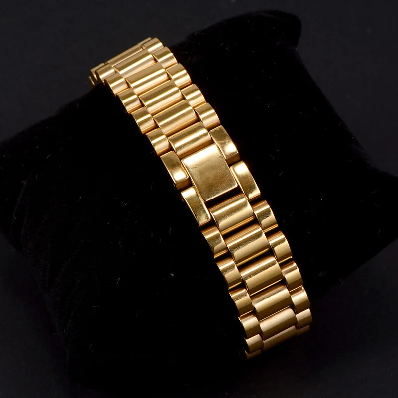 
14K Gold Plated Stainless Steel Watchband Bracelet For Men 
