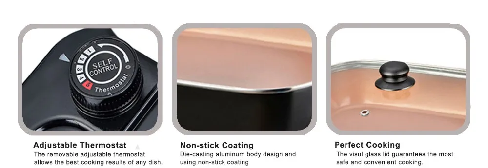 16*11 Inches Non-stick Electric Frying Pan Square Electric Skillet