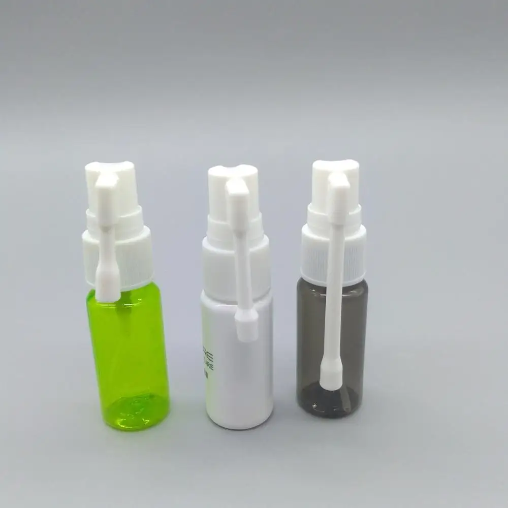 
15ml Medicinal Sterilized Plastic Nasal Spray Bottles With Long Nozzle And Rocker Pump 