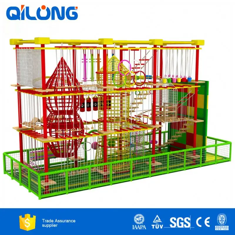 European Standard Climbing Outdoor Adventure Ropes Course Amusement Trampoline Indoor Playground