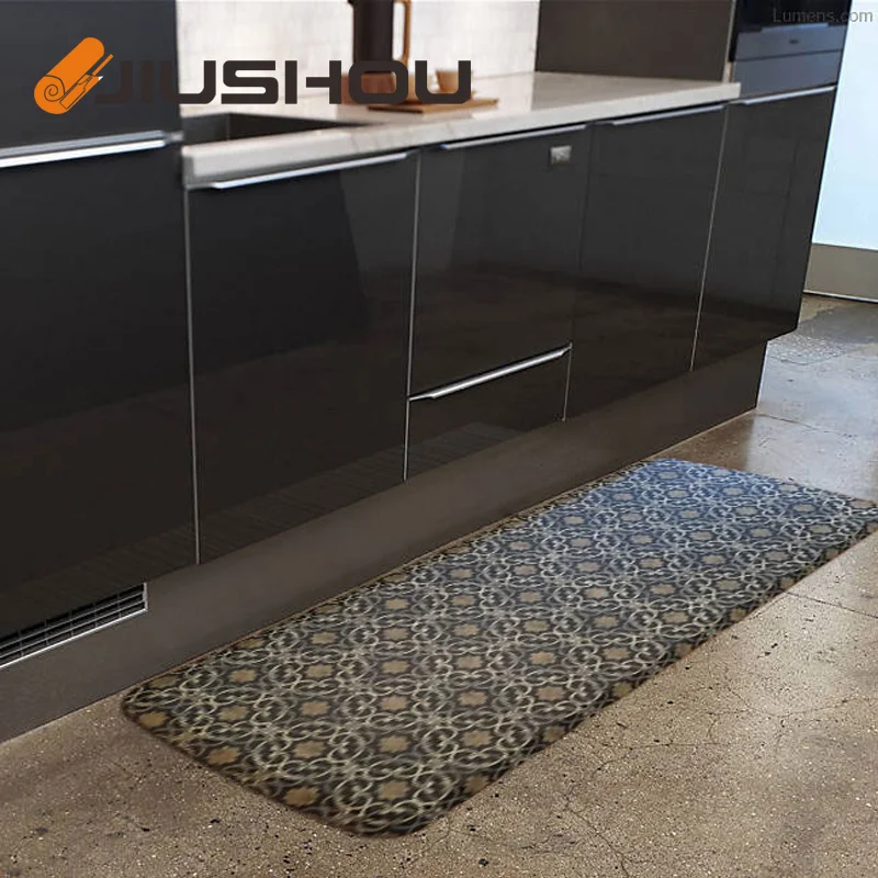 Разноцветный удобный обеденный коврик с геометрическим рисунком и защитой от усталости