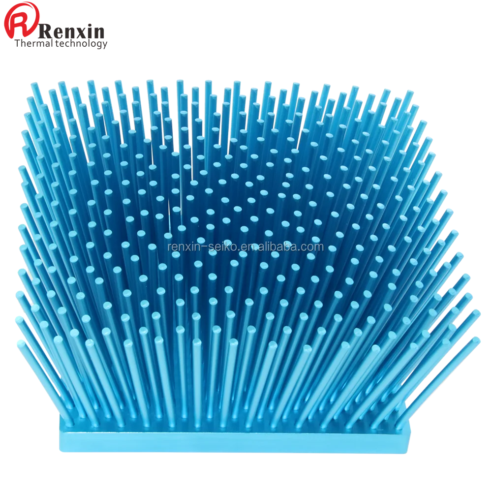 Radiator Pin Fin Square Heat Sink 160mm 100w Led Grow Light Heatsinks Cold Forged Aluminum Blue Aluminum Extrusion IP65 Rohs 0.9