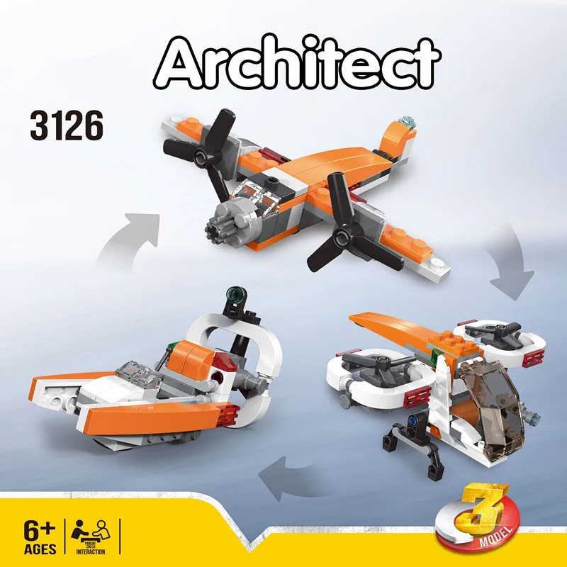 3126 drone 3 in 1 building bricks 109pcs enlighten toys disassembly toy car for children compatible with decool MOC