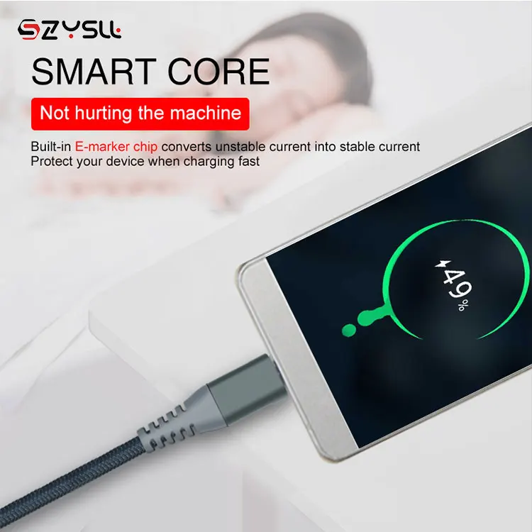 
2020 New OEM/ODM 5A PD fast charging Fish Tape braided 1m/2m/3m USB 3.1 Type C Cable 