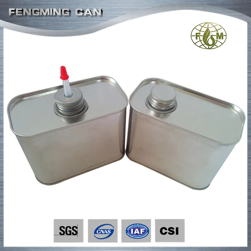 square 500ml bottle metal tin can screw top for chemical oil or glue packaging