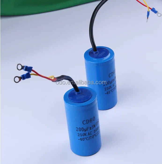 custom size china 200uf 250v cd60 start aluminum electrolytic capacitor general purpose for motor en60252 with CE&ISO