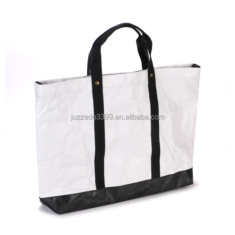 High quality White tyvek foldable shopping bag Reusable waterproof tyvek paper handbag Custom tyvek tote bag