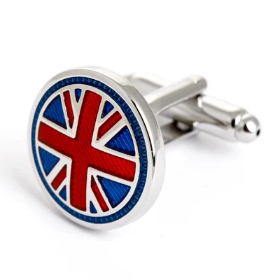 Round Union Jack UK Flag Enamel Cuff links Men Shirt Cufflinks