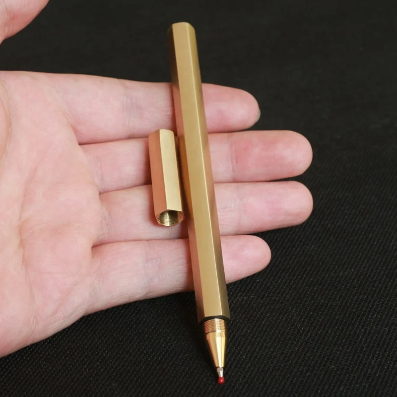 Six-Edge Brass Gel Pen Stationery custom coat metal ballpoint pens