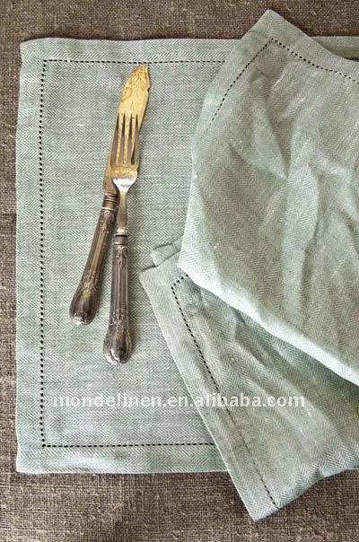 
linen placemat with hemstitch 