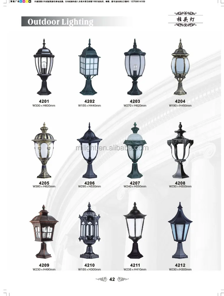 Outdoor Antique Garden Pillar Fence Lamp Post Gate Light