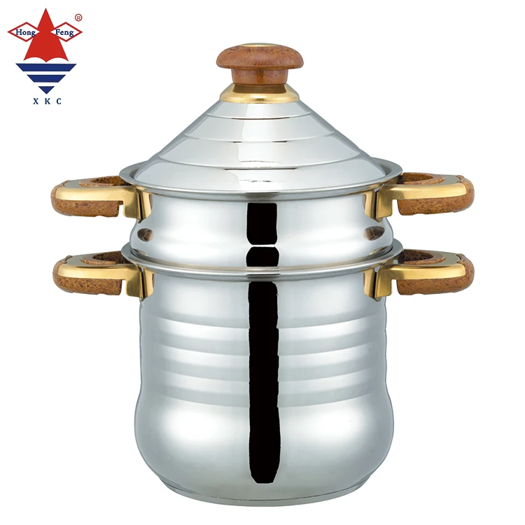 Large Capacity Stainless Steel Cookware Set Bakelite Handle Modern Induction Compatible Food Warmer Steamer Couscous Pot New