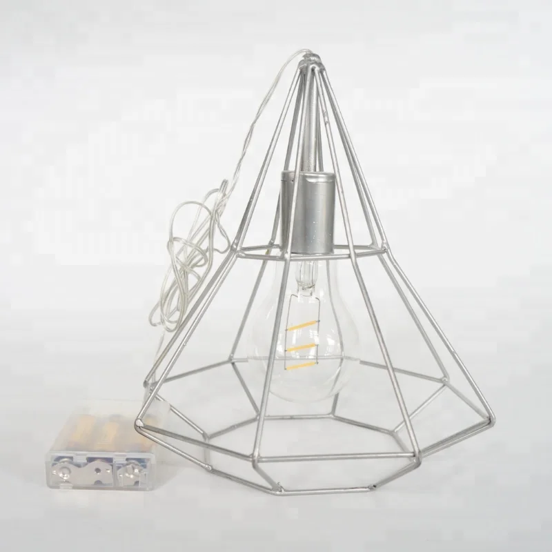 Battery Operated Vintage Decorative Cage LED Pendant Light