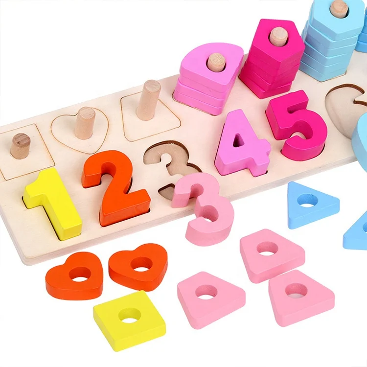Оптовая продажа обучающих математических умных игр Монтессори сенсорные игрушки геометрические формы деревянные игрушки