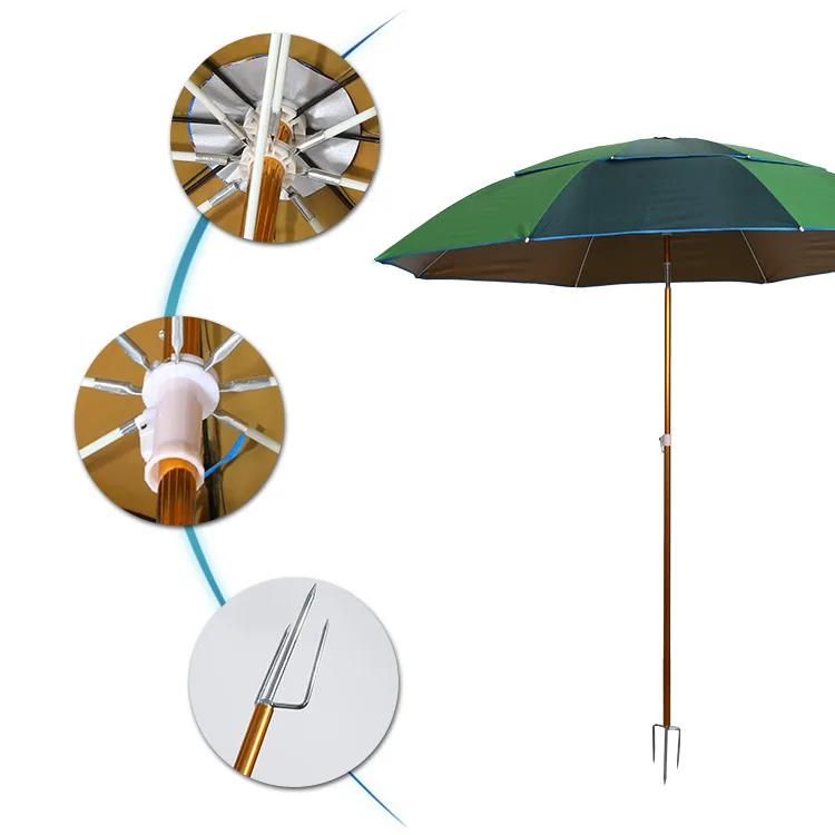 Factory UV Resistant Folding Solar Outdoor Large Beach Umbrella 6*6M Beige Color Chinese Garden Parasol