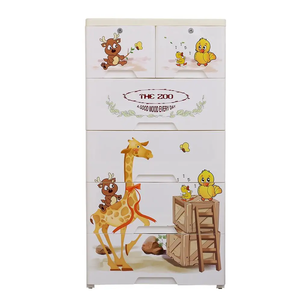 Huizhong 5 Layers Lovely Cartoon Dog Living Room Bedroom Plastics Drawers Storage Cabinet
