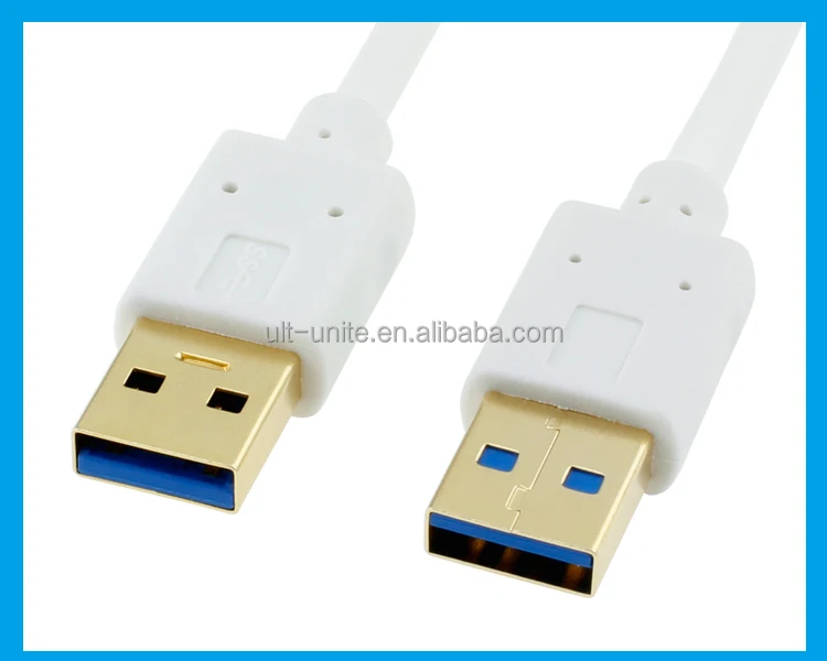 USB3.0 Male to Male Cable, White, Plug Gold Plated Sheath, OD=4.0mm, L=0.3m