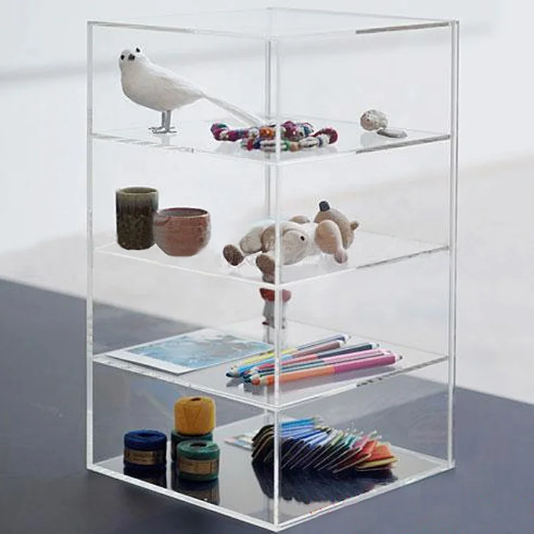 Factory custom clear acrylic camera watch display case fashional jewelry display cabinet with lock