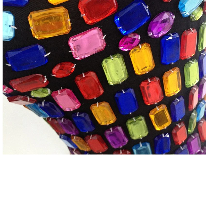 Performance Wear Rhinestone Dance Costume Bodycon Leotards Night Club