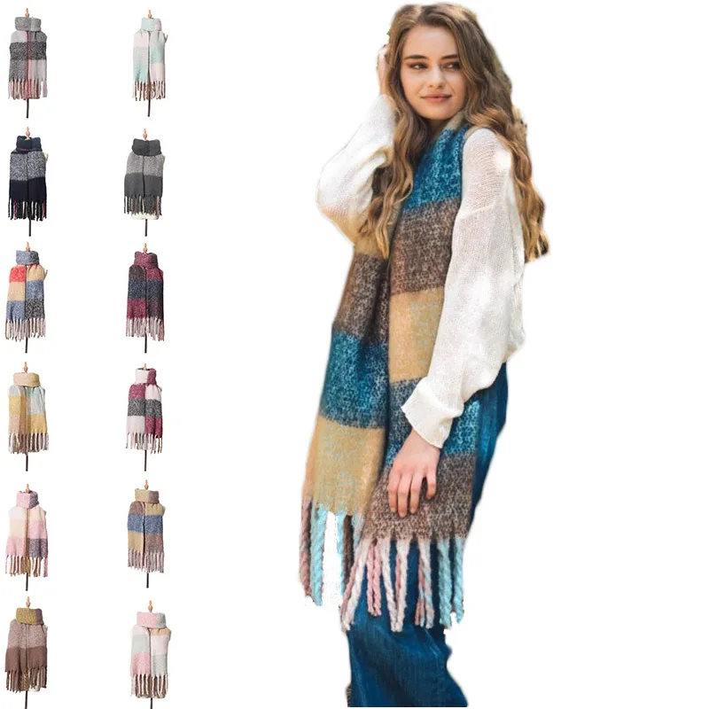 
Knitted Scarves Tartan Winter kashmir Schal Cashmere 