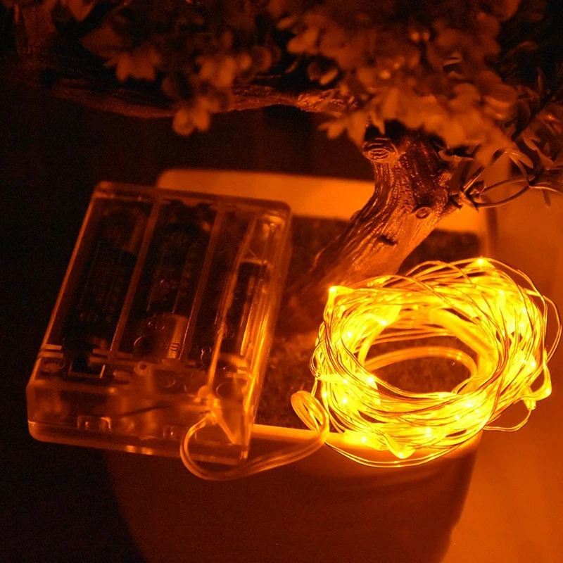 3 AA Battery Powered 5M 10M 50 100 LED Mirco Rice LED Warm White Copper Wire Fairy Light Strings For Decorate