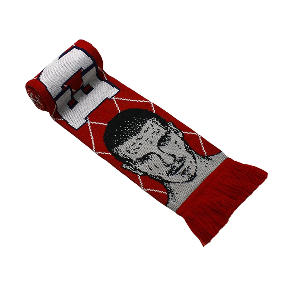 Acrylic Woven Jacquard Knit Printing Sport Knitted Soccer Football Fan Scarf