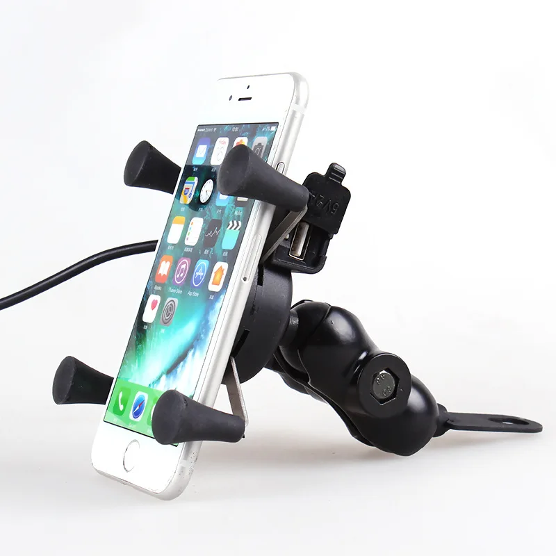 360 Degree Rotation Motorcycle Bike Mobile Phone Stand Holder With USB Charger X Type Mobile phone Mount bracket
