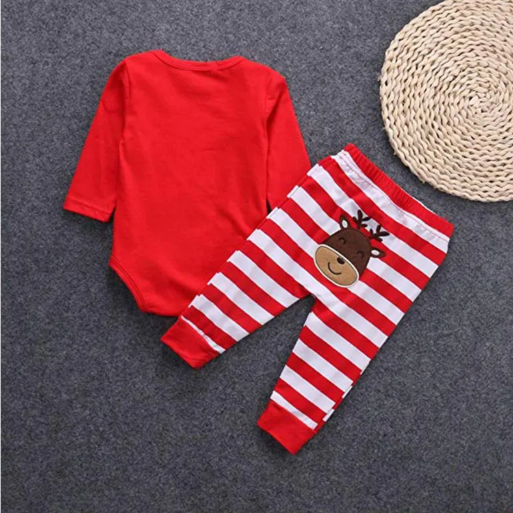 Рождество одежда с длинным рукавом боди младенческой детские комбинезоны комплект