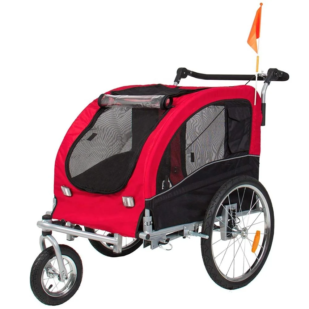 Dog Stroller for Large Pet Jogger Stroller for 2 Dogs Breathable Animal Stroller with 4 Wheel and Storage Space Pet red