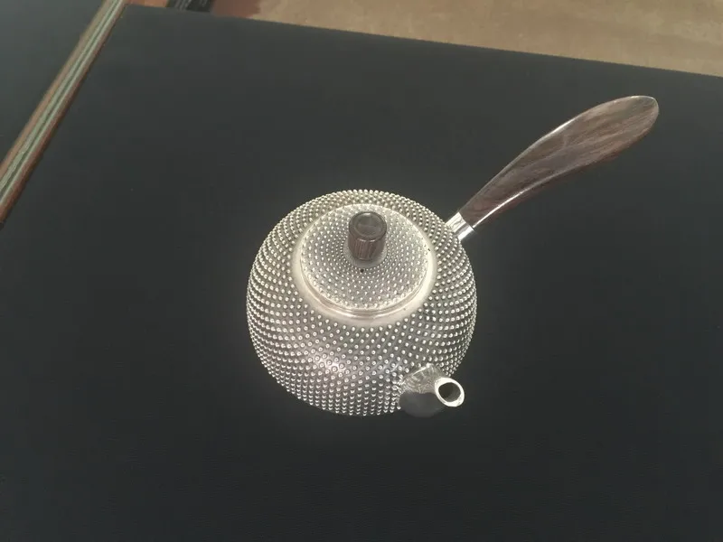 CNC silver pot of wooden handle, CNC teapot wood parts, CNC is embossed with a design teapot
