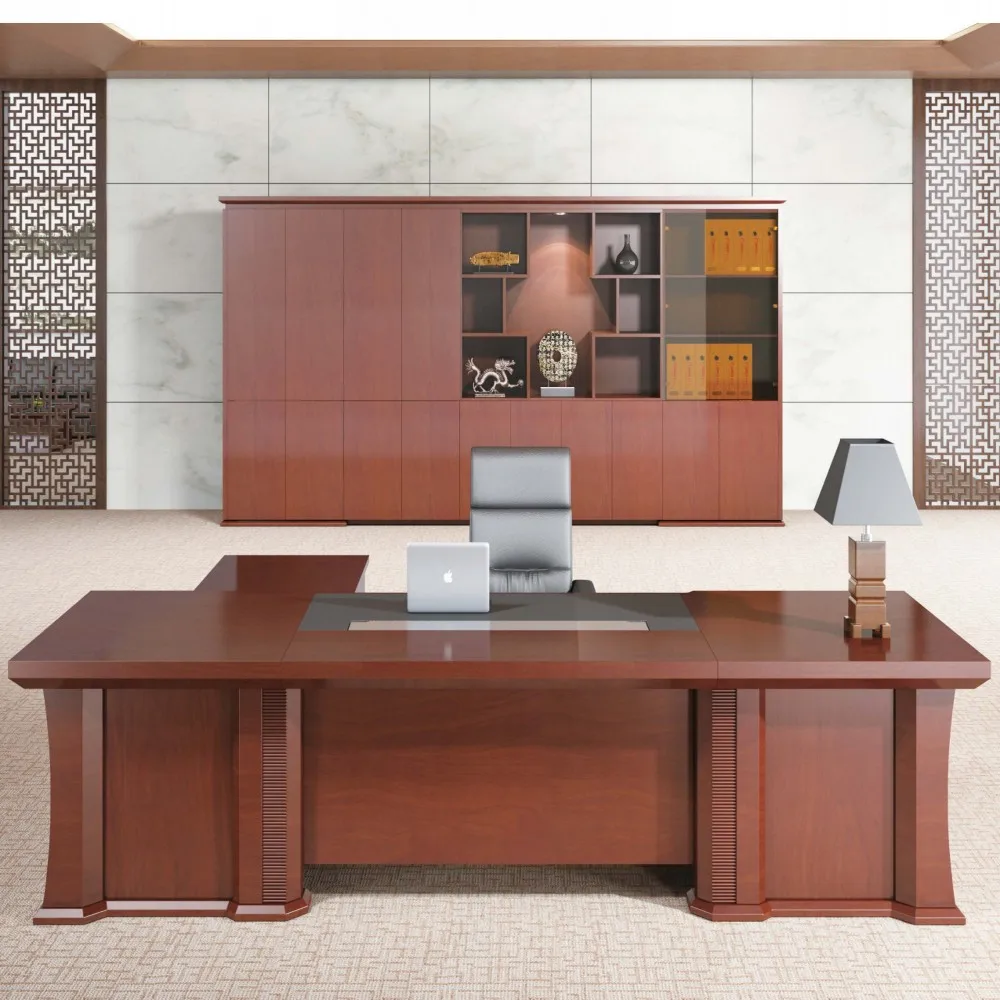 High End Modern General Manager Wood Veneer Luxurious Smart Executive Office Desk Furniture