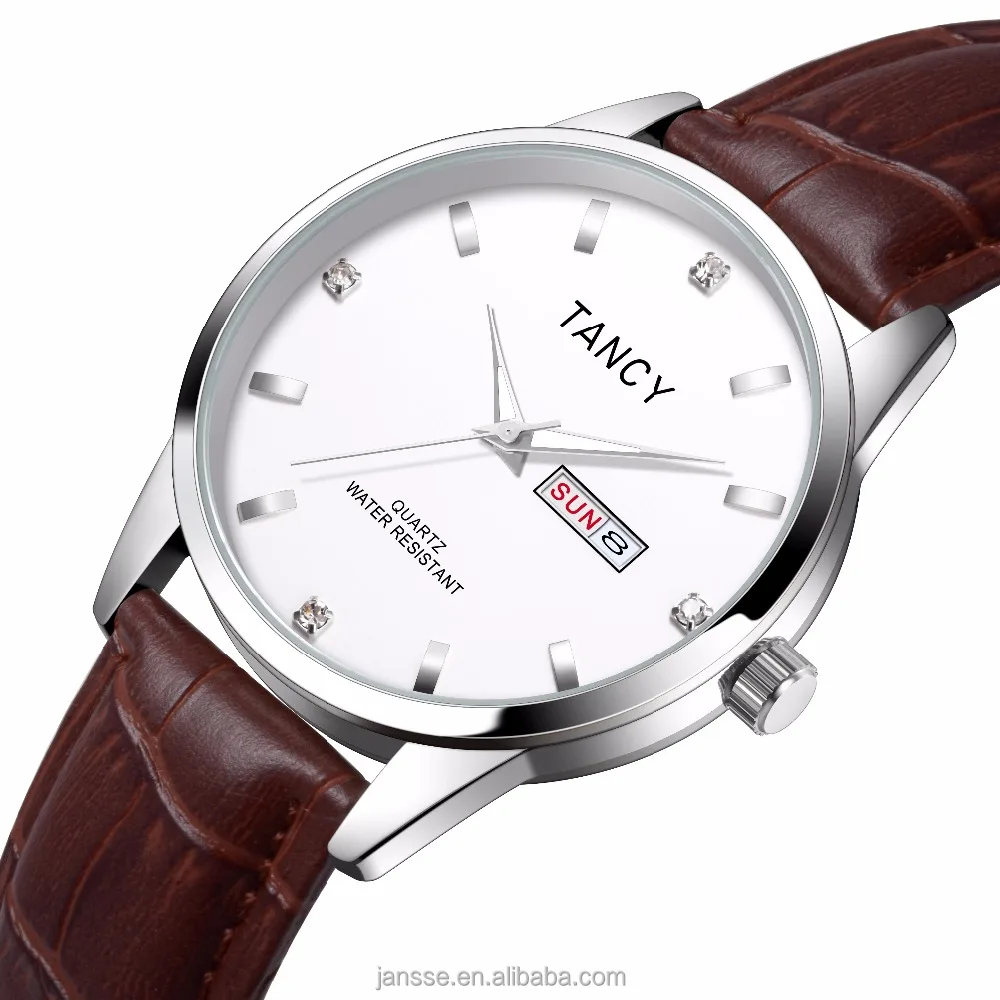 Guangzhou factory OEM customize  logo Alloy watch thinner PU leather band simple dial unisex luxury watch