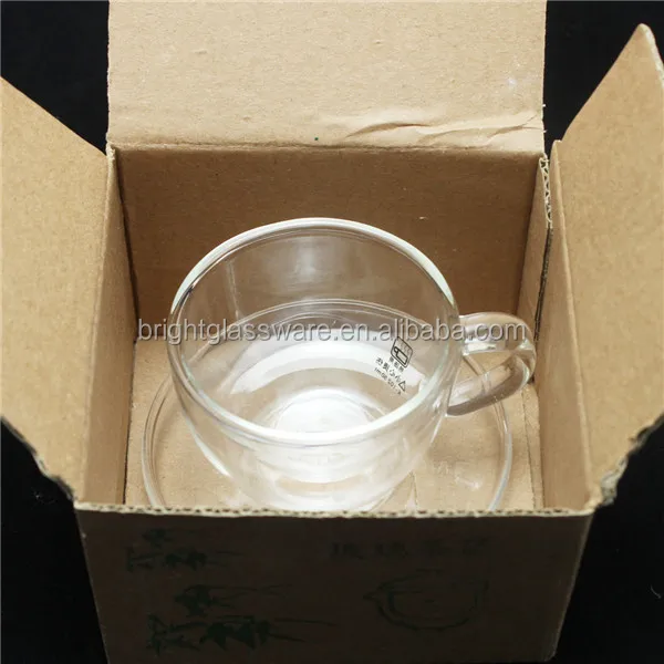 Экологичная термостойкая стеклянная чашка с ручкой из боросиликатного стекла с двойными стенками (60357057202)