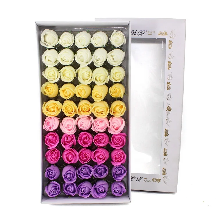 Custom Color 50Pcs Soap Box Packaging Handmade Soap Rose Flower Box Rose Flower Soaps For Perfect Birthday Valentines Day Gift