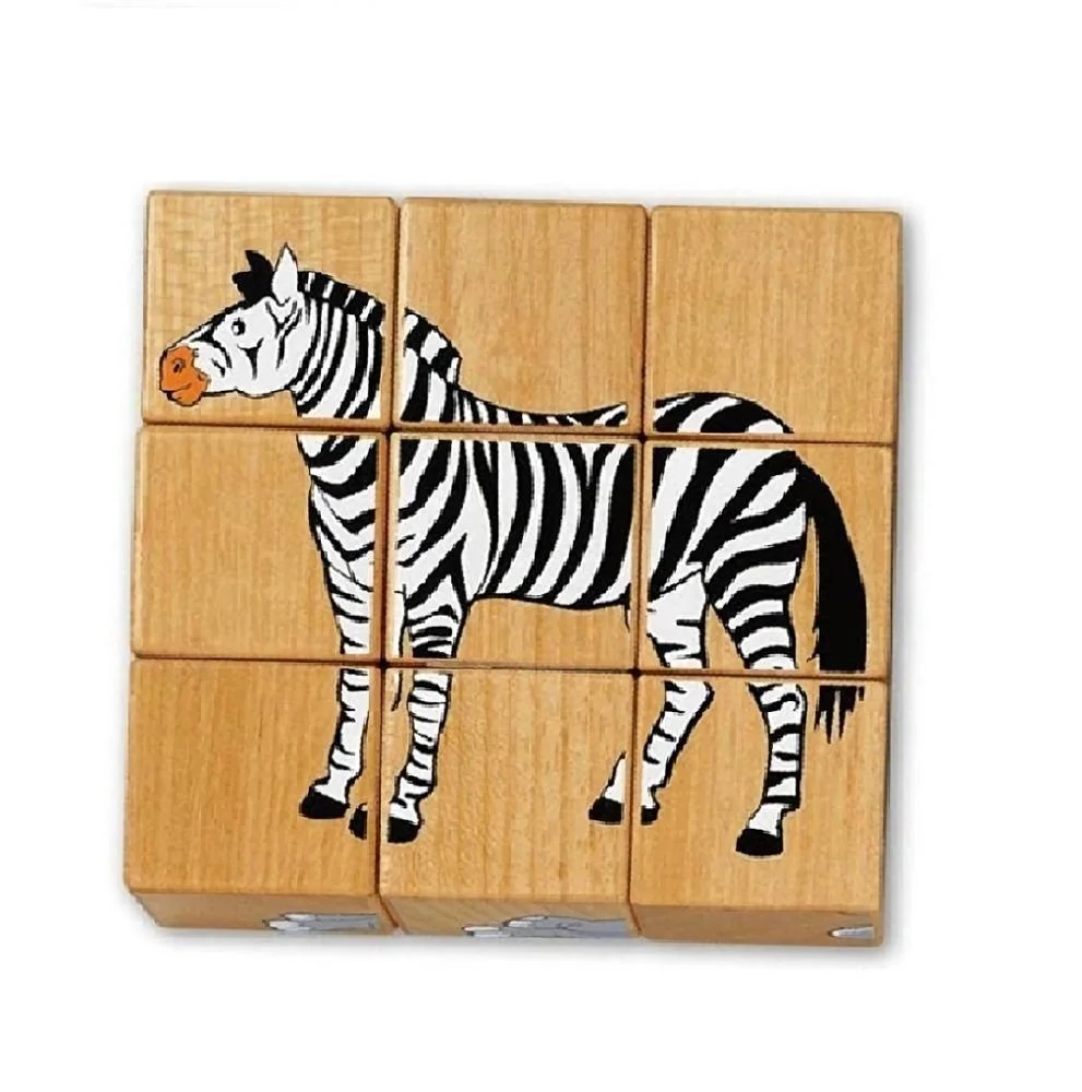 Wooden Block Puzzle Animal matching Forming educational building block set preschool for kids children safe non toxic wooden toy