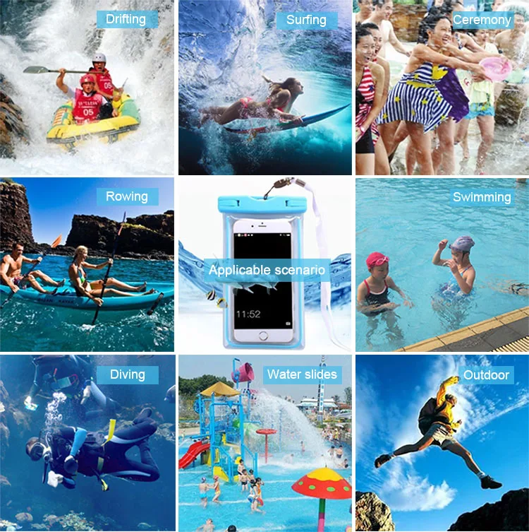 Multicolor Plastic Durable Phone Bag Pouch Outdoor Waterproof Phone Case in Raining Day Surfing