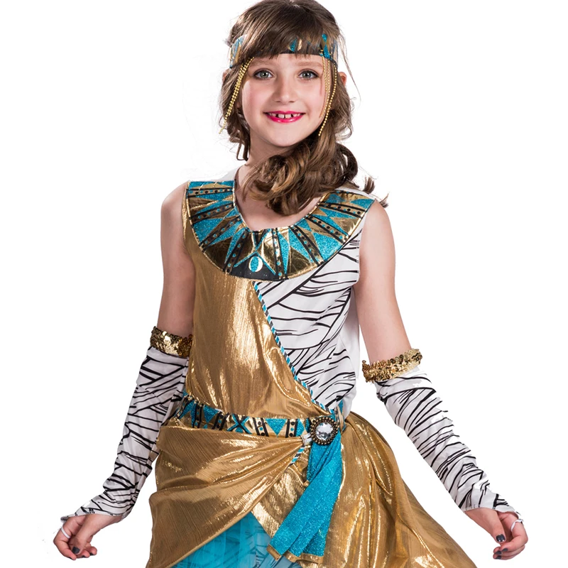 Halloween party carnival fancy dress children girls egypt mummy costume for kids