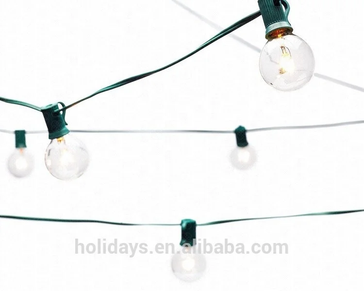 Green 25 Clear Bulbs Commercial Outdoor G40 Globe String Lights
