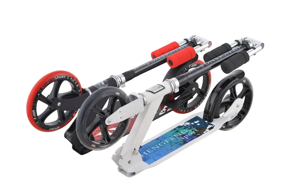 
hot sale foldable height adjustable 200mm PU big wheel adult kick foot scooter 