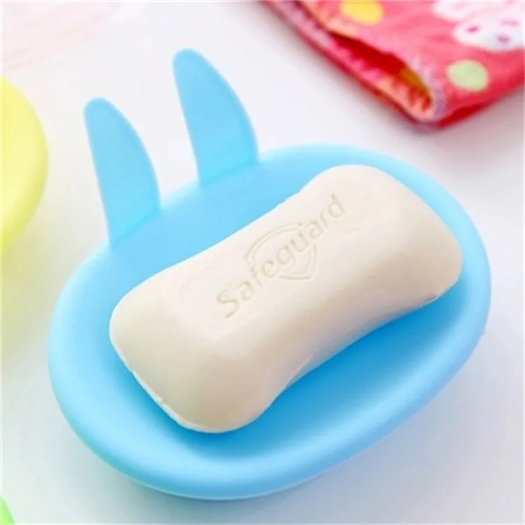 
Cute Cartoon Household Smiling Face Rabbit Shape Plastic Double Layer Soap Dish 