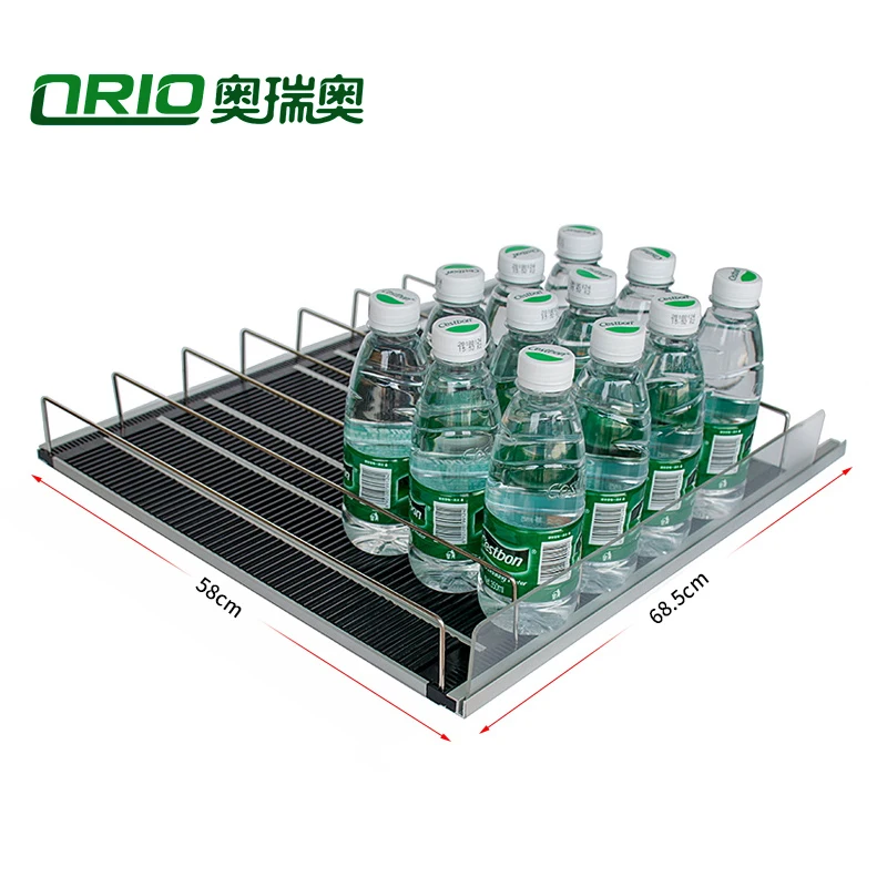 Magnetic Divider Plastic Gravity Feed Roller Shelf System For Beverage Cooler