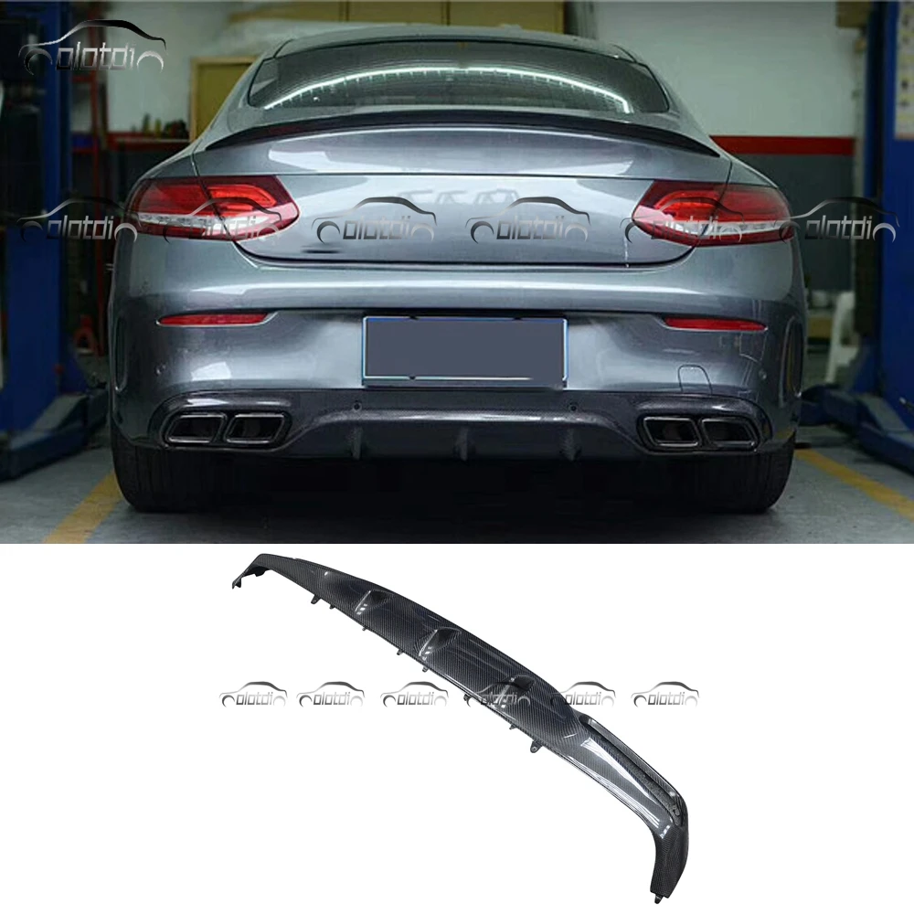 A Style Carbon Fins Spoiler Winglet Splitter Rear Bumper Lip Diffuser for Mercedes Benz W205 C205 C43 C63