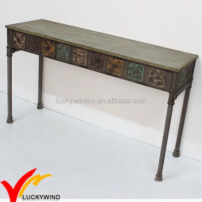 Wood Antique Furniture Long Narrow console Table