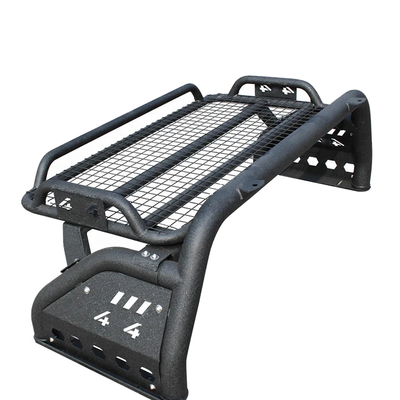 Universal black steel roof rack cargo carrier roll bar with roof rack top basket for pickup truck 4x4