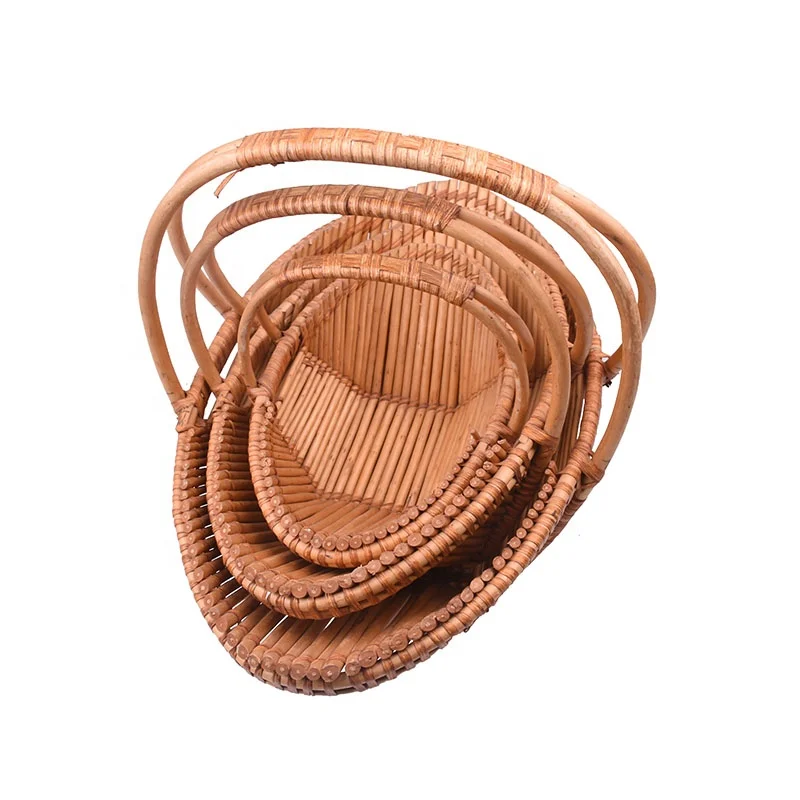 
2020 handmade wicker woven storage basket with handle/ Custom Size high quality wicker picnic basket set 