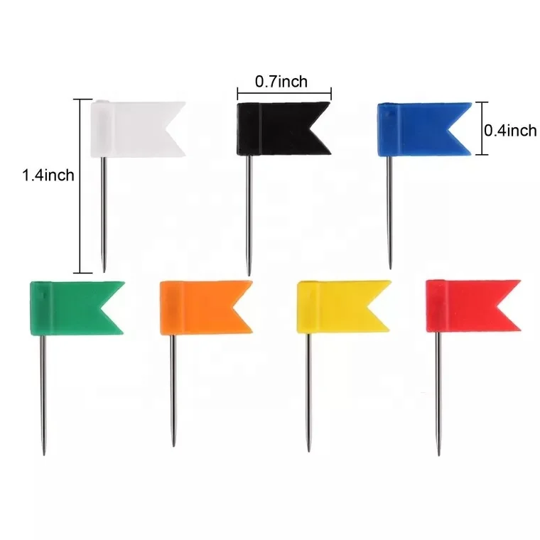 Map Flag Push Pins Tacks Assorted 7 Colors