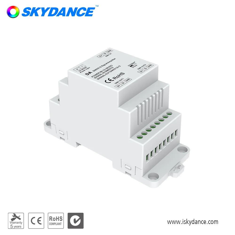 Skydance DA 4 Channels Din Rail DMX 512 RDM signal splitter signal amplifier in din rail  2 way
