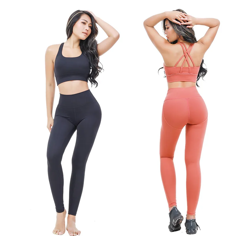
Nylon Spandex comfortable fabric Yoga Suits Product Type 2 pieces Women Sport Wear bra and yoga pants sets shape body high waist 