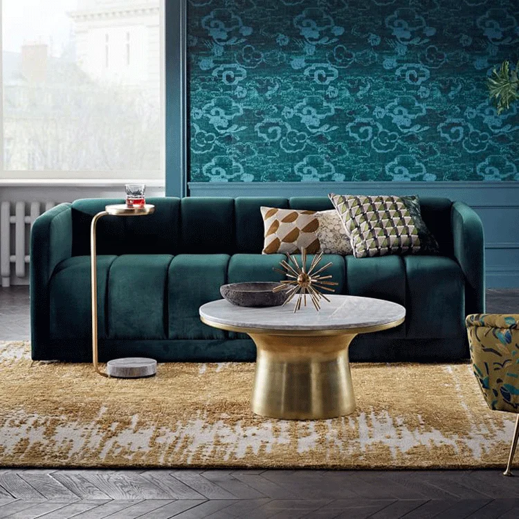 Fabric sofa furniture set green color nordic style 4 SEATER SOFA modern furniture living room set