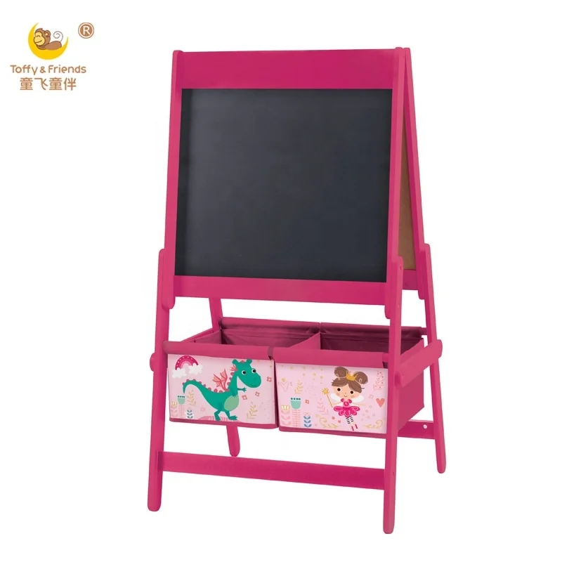 Toffy & Friends art standing easel double-sided with blackboard and storage  Girl Unicorn design